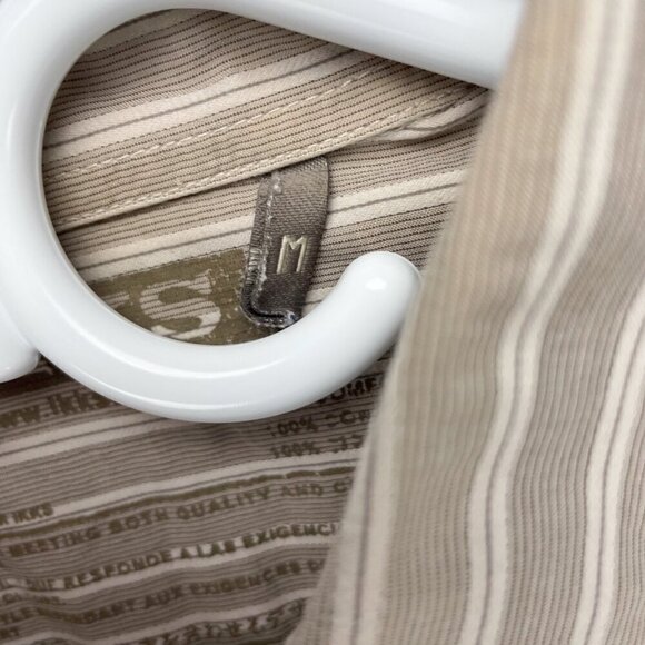 IKKS Beige/White Striped 100% Cotton Shirt Size M - Picture 6 of 8